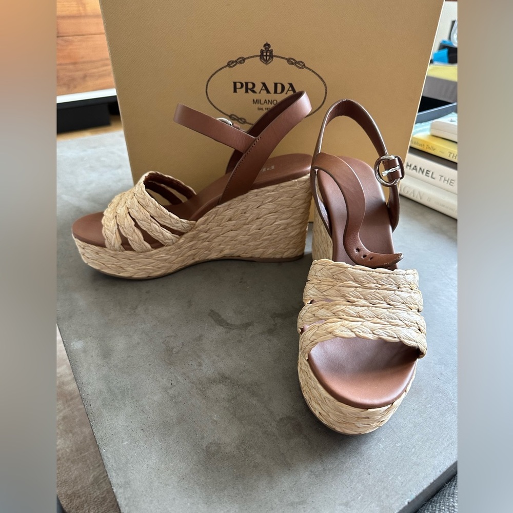 Prada Rafia Wedges - Picture 1 of 9